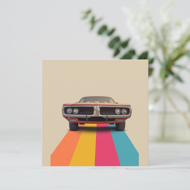 Convites Retro de Vintage Personalizável para aniversário d (Em pé/Frente)