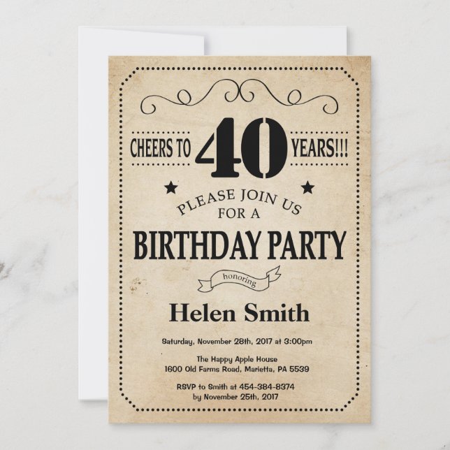 Convites Retro de Vintage Rustic Invitation (Frente)
