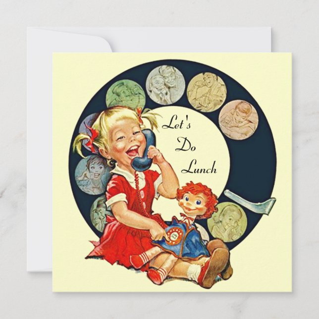 Convites Retro DEIXE E.U. almoçam amigos dos muitos tempos (Frente)