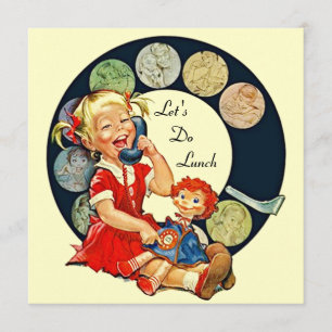 Convites Retro DEIXE E.U. almoçam amigos dos muitos tempos