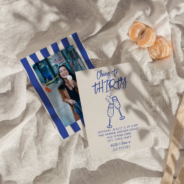 Convites Retrô, Desenhou 30 Para Foto Aniversário (Criador carregado)