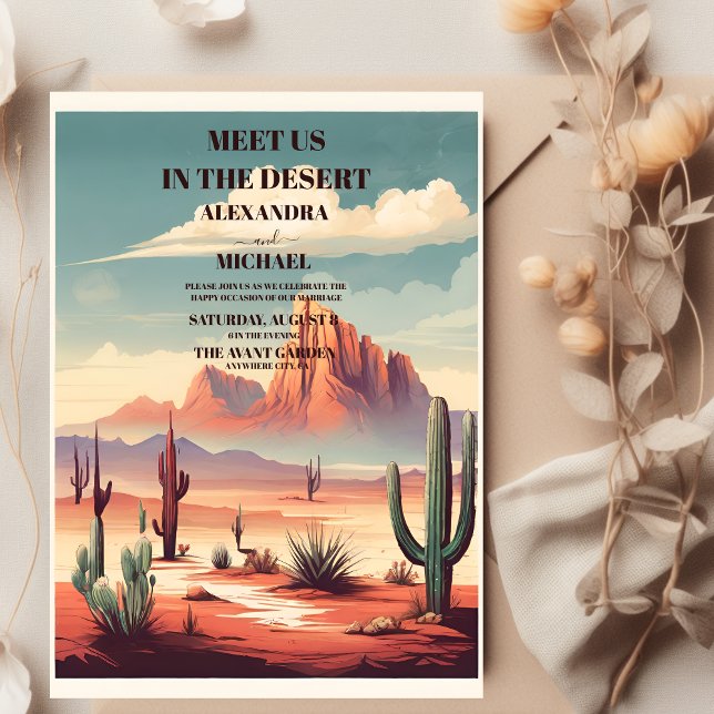 Convites Retro Desert e Cactus Wedding (Criador carregado)