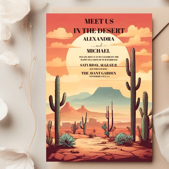 Convites Retro Desert e Cactus Wedding (Criador carregado)