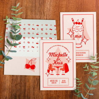 Convites Retro Diner Wedding Invitation