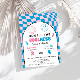 Convites Retro Double Celebration Boy Girl Joint Birthday