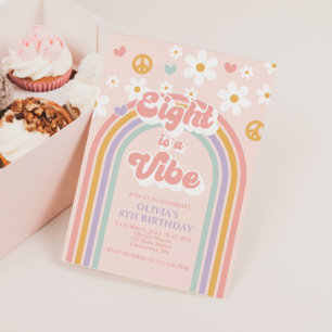 Convites Retro Eight é um Vibe Arco-íris de 8º Aniversário