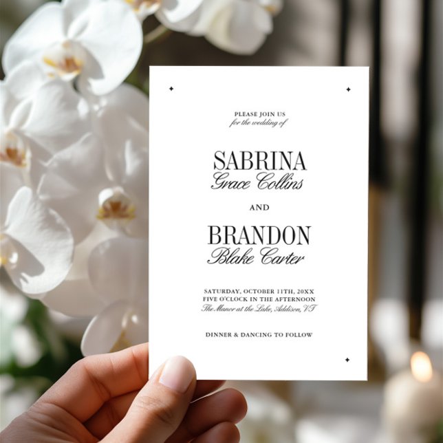 Convites Retro Elegant Black & White Wedding  (Retro Elegant Black & White Wedding Invitation)