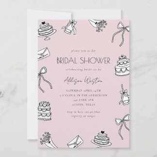 Convites Retro Elegant Bridal Shower Invitation