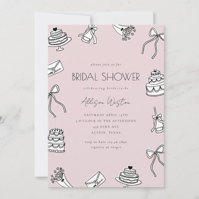 Convites Retro Elegant Bridal Shower Invitation (Frente)