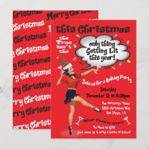 Convites Retro Engraçado Ficando Festa de Natal