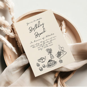 Convites Retrô Escrito Na Mão Desenhado Quirky Brunch Anive