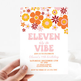 Convites Retro Flor ELEVEN é uma Vibração 11º Aniversário
