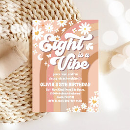 Convites Retro Floral 8th Birthday Invitation