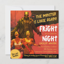 Convites Retro Frankenstein Adult Horror Night Fright