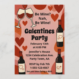 Convites Retro Galentine Be Wine Fun Party Personalized