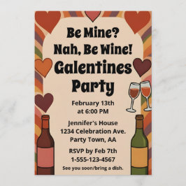 Convites Retro Galentine Be Wine Funny Party Personalized
