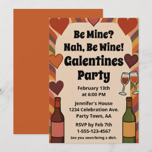 Convites Retro Galentine Seja Vinho Festa Engraçada Persona