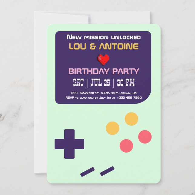 Convites Retro Gamer Birthday Invitation (Frente)