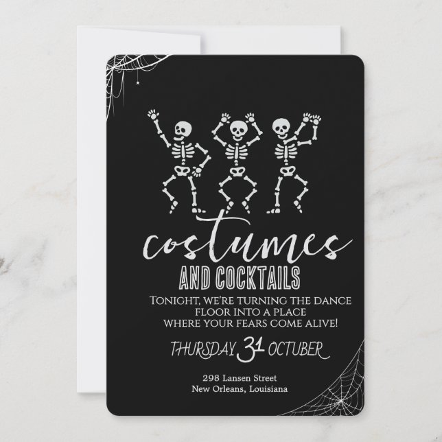 Convites Retro Gothic Skull Dance Halloween Party (Frente)