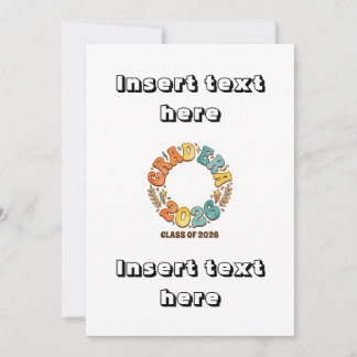 Convites Retro Grad Class of 2026 Groovy Graduation Party