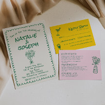Retro Green Mão Desenhada Escrita Casamento Divert