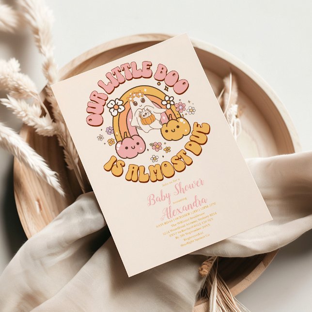 Convites Retro Grooven Halloween Pequeno Chá de fraldas Boo (Criador carregado)