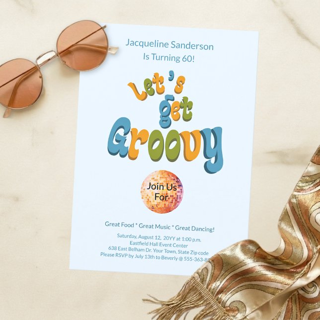Convites Retro Groovy 60th Birthday Invitation (Criador carregado)