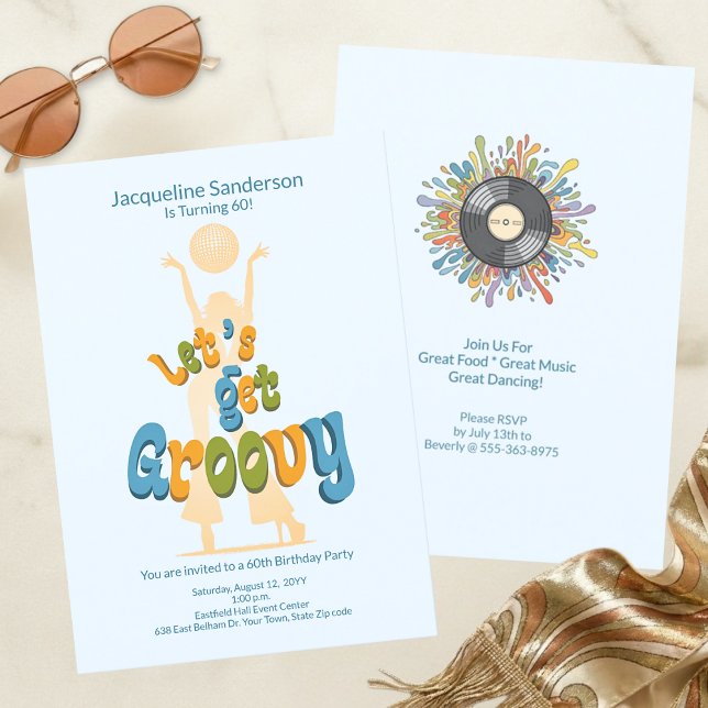 Convites Retro Groovy 60th Birthday Invitation (Criador carregado)