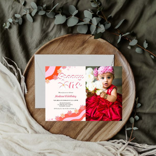 Convites Retro groovy Daisy Groovy Um Primeiro aniversário 