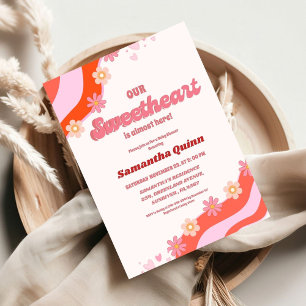 Convites Retro Groovy Namorados Sweetheart Chá de fraldas I