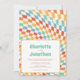 Convites Retro Groovy Nostalgia Bright Wedding