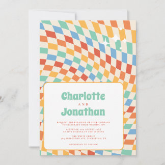 Convites Retro Groovy Nostalgia Bright Wedding