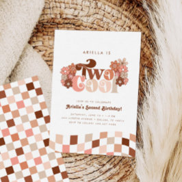 Convites Retro Groovy - segundo aniversário de duas garotas