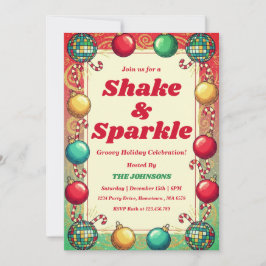 Convites Retro Groovy Shake & Sparkle Holiday Party