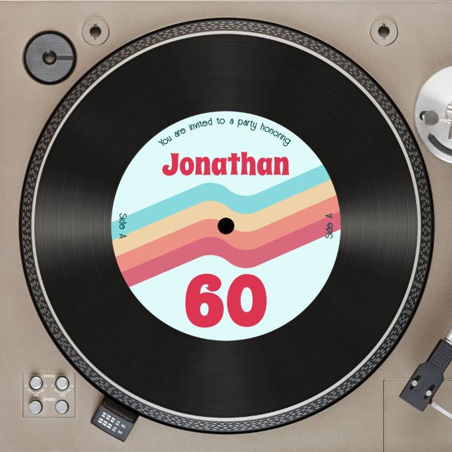Convites Retro Groovy Stripes 60º Aniversário de Música (Criador carregado)