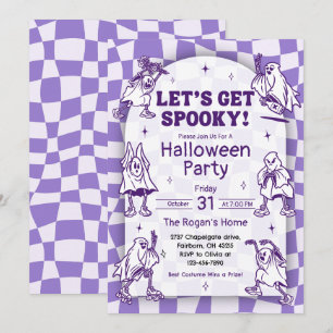 Convites Retro Groovy Vamos Obter Parte Fantasma Fantasma S