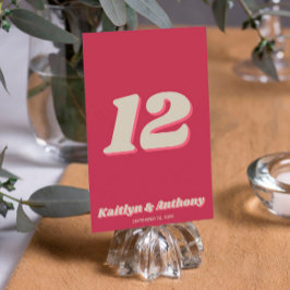 Convites Retro Groovy Viva Magenta Mesa de Casamento Nº.