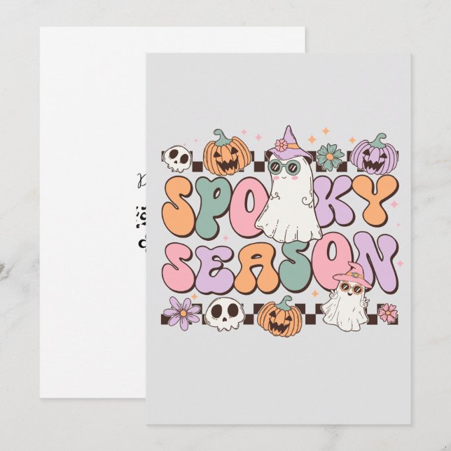 Convites Retro Halloween (Frente/Verso)