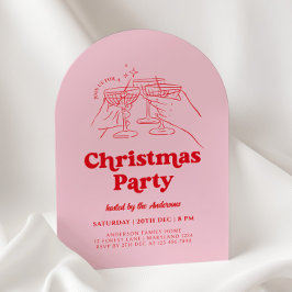 Convites Retro Hand Drawn Christmas Party Invitation