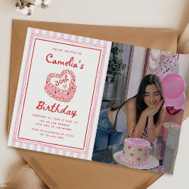 Convites Retro Hand Drawn Girl 30th Birthday Party Photo