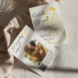 Convites Retro Hand Drawn Summer QR Code Photo Wedding