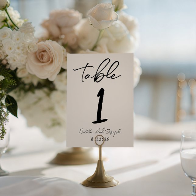 Convites Retro Hand Written Whimsical Wedding Table Number (Criador carregado)