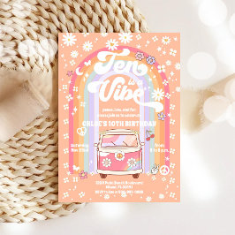 Convites Retro Hippie 10th Birthday Invitation