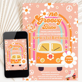 Convites Retro Hippie Arco-íris Um Bebê Maravilhoso 1º Aniv