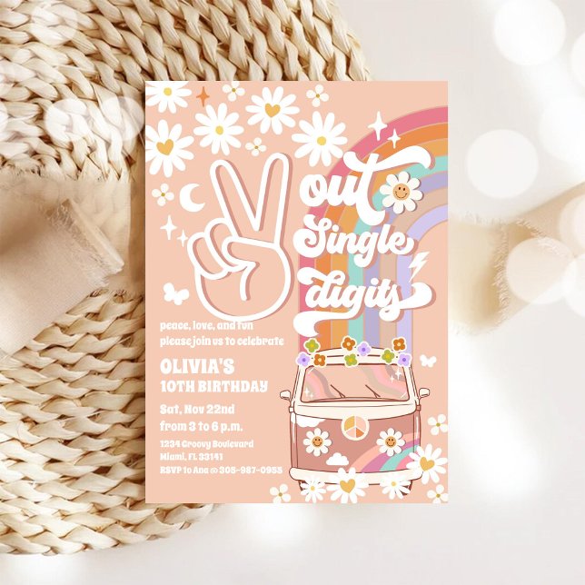 Convites Retro Hippie Birthday Invitation (Criador carregado)