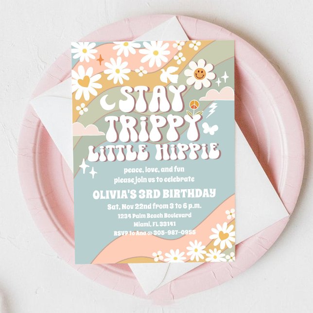 Convites Retro Hippie Birthday Invitation (Criador carregado)