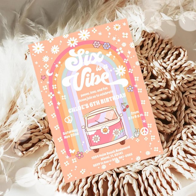 Convites Retro Hippie Birthday Invitation (Criador carregado)