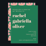 Convites Retro Hippie Peace Flower Verde Rosa Bat Mitzvah<br><div class="desc">Retro Hippie - Sinal de Paz Flor Verde e Bat Mitzvah Rosa - Convite</div>