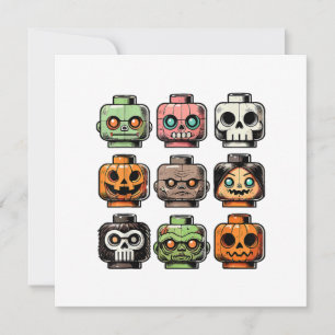 Convites Retro Horror Bricks Cabeça Assustadora Máscara de