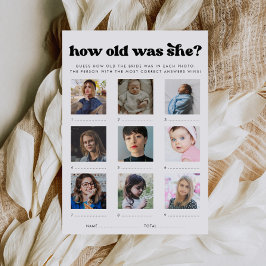 Convites Retro How Old Was She Bridal Shower Game Card
